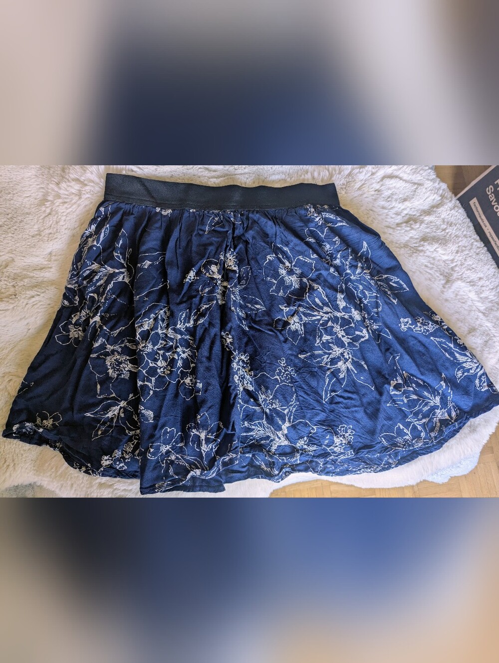 Abercrombie & Fitch Navy Blue Floral Skater Skirt